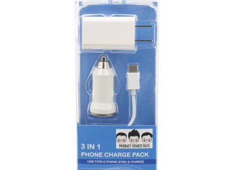 QH-C960-3 PSG  Type-C USB 3-in-1 Auto or Home Charge and Sync Kit Supply