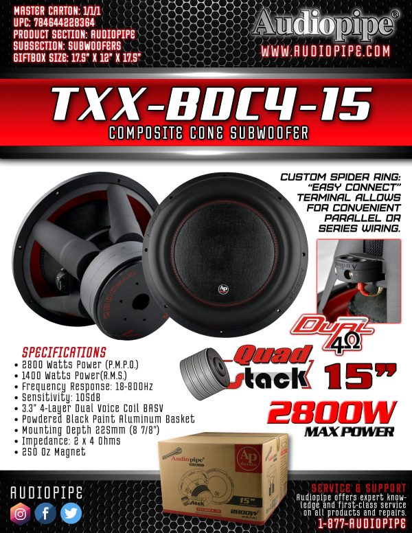 TXX-BDC4-15 AP 15 inch Quad Stack Woofer on Sale