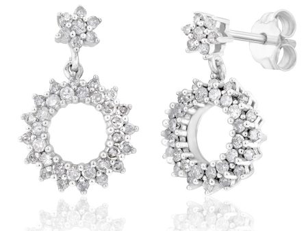 10ct White Gold 1 2 Carat Diamond Drop Earrings on Sale