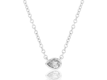 14ct white Gold 1 10 Carat Diamond Pendant On 45cm Chain on Sale