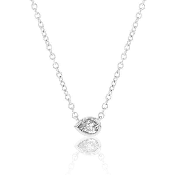 14ct white Gold 1 10 Carat Diamond Pendant On 45cm Chain on Sale