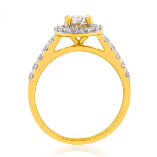 18ct Yellow Gold 1.50 Carat Diamond Ring With 1 Carat Oval Australian Diamond Online now