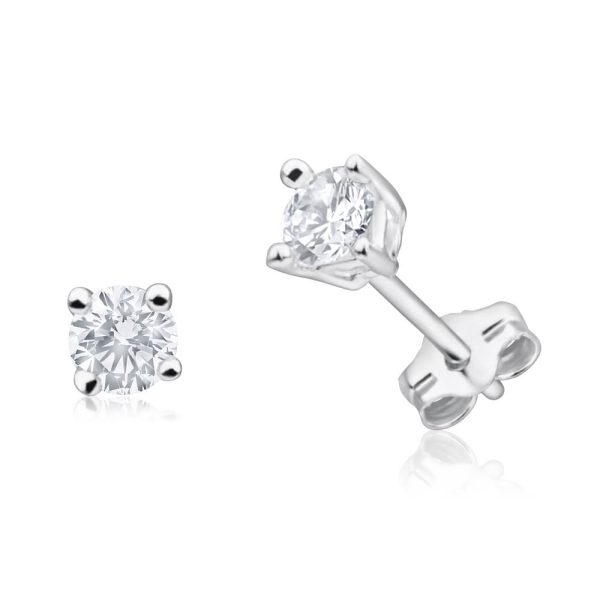 Sterling Silver Cubic Zirconia 4mm Claw Stud Earrings Supply