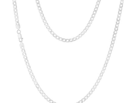 Sterling Silver Bevelled Curb 120 Gauge 60cm Chain For Sale