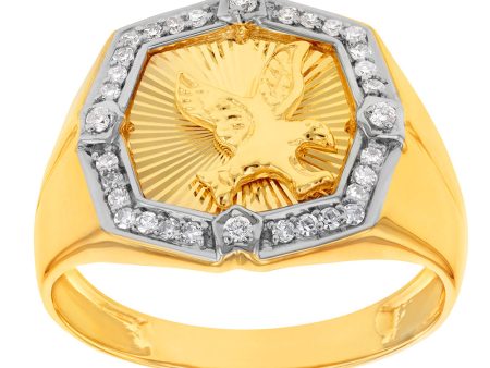 Luminesce Lab Grown 1 4 Carat Diamond Eagle Gents Ring in 9ct Yellow Gold Online Hot Sale