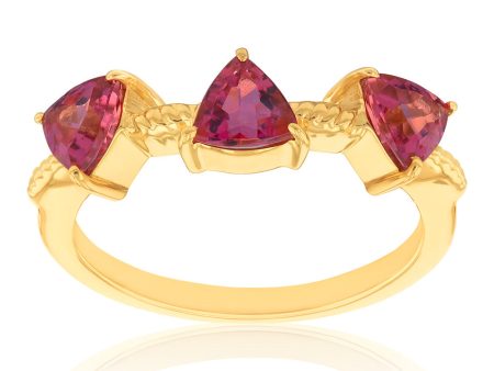 14ct Yellow Gold 1.44ct Pink Tourmaline Trillion Cut Ring Cheap