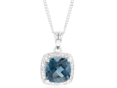 9ct White Gold 2.70ct London Blue Topaz and Diamond Pendant Online Hot Sale