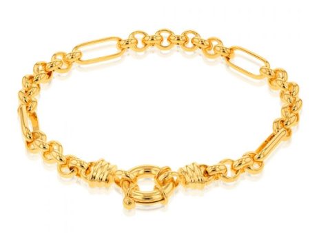 9ct Gold Silverfilled Fancy 9+1 Belcher 5.5mm Wide 19cm Bracelet Online Sale