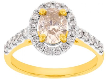 18ct Yellow Gold 1.50 Carat Diamond Ring With 1 Carat Oval Australian Diamond Online now