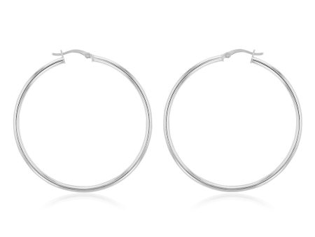 Sterling Silver Plain 50mm Hoop Earrings Supply