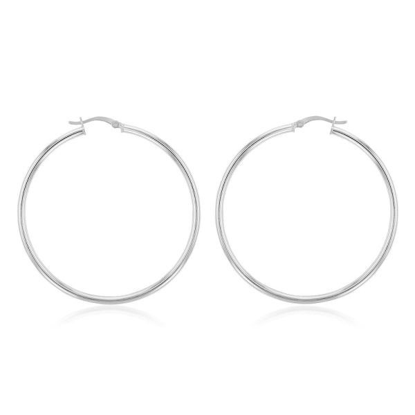 Sterling Silver Plain 50mm Hoop Earrings Supply