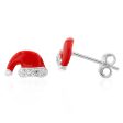 Sterling Silver Cubic Zirconia Santa Hat Stud Earrings Fashion