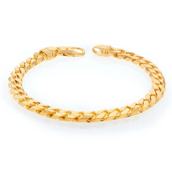 9ct Yellow Gold 250 Gauge Curb 21.6cm Bracelet For Sale