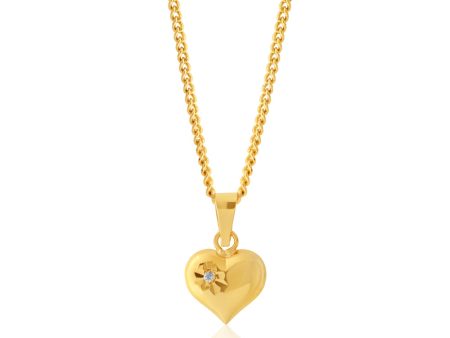 9ct Yellow Gold Zirconia Heart Pendant Online Sale