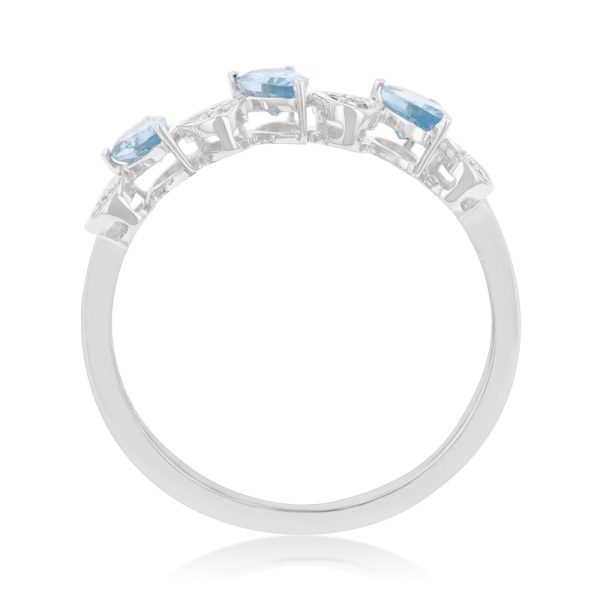 14ct White Gold 0.63ct Aquamarine and Diamond Pearl Fancy Ring on Sale