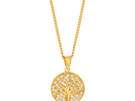 9ct Yellow Gold Tree of Life with Cubic Zirconia Pendant Sale