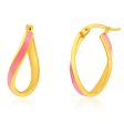 9ct Yellow Gold Silverfilled Pink Enamel On Twisted Hoop Earrings For Cheap