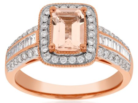 9ct Rose Gold Morganite and Diamond Ring 9R Online