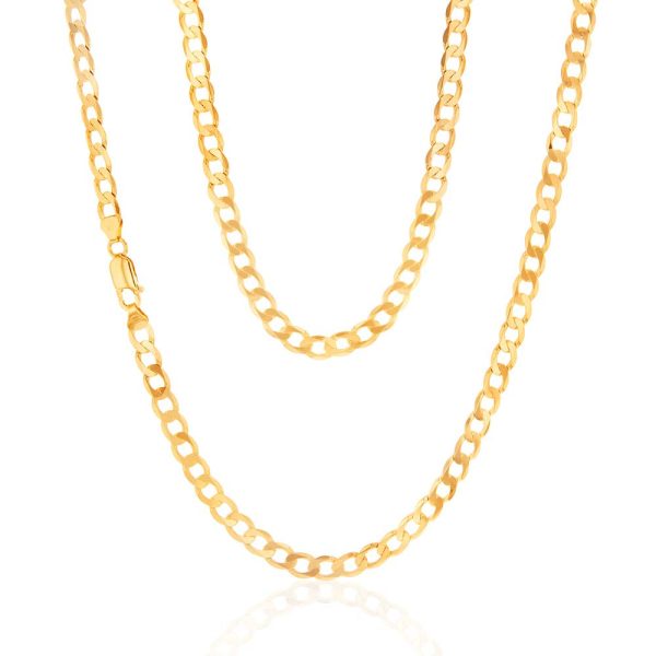 9ct Yellow Solid Gold 150 Gauge Curb 55cm Chain For Cheap