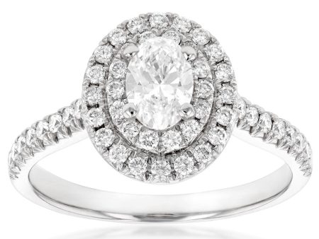 18ct White Gold 1 Carat Diamond Solitaire Ring with 0.45 Carat Oval Centre Online