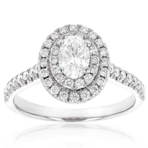 18ct White Gold 1 Carat Diamond Solitaire Ring with 0.45 Carat Oval Centre Online