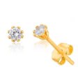 9ct Yellow Gold Silver Filled Cubic Zirconia Claw Stud Earrings Cheap