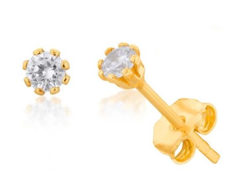 9ct Yellow Gold Silver Filled Cubic Zirconia Claw Stud Earrings Cheap