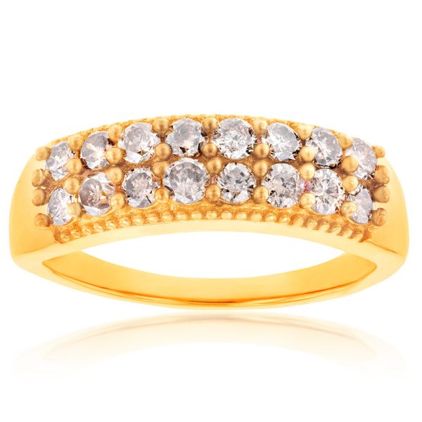 14ct Yellow Gold Plated Sterling Silver1 Carat Diamond Ring with Australian Diamonds For Cheap