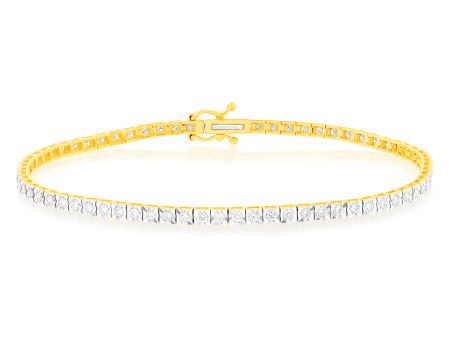 1 Carat Luminesce Lab Grown Diamond Tennis Bracelet in 9ct Yellow Gold Online Sale