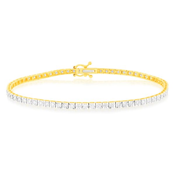 1 Carat Luminesce Lab Grown Diamond Tennis Bracelet in 9ct Yellow Gold Online Sale