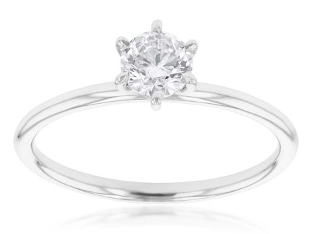 18ct White Gold Solitaire Ring with 0.50 Carat GI SI Certified Diamond Cheap