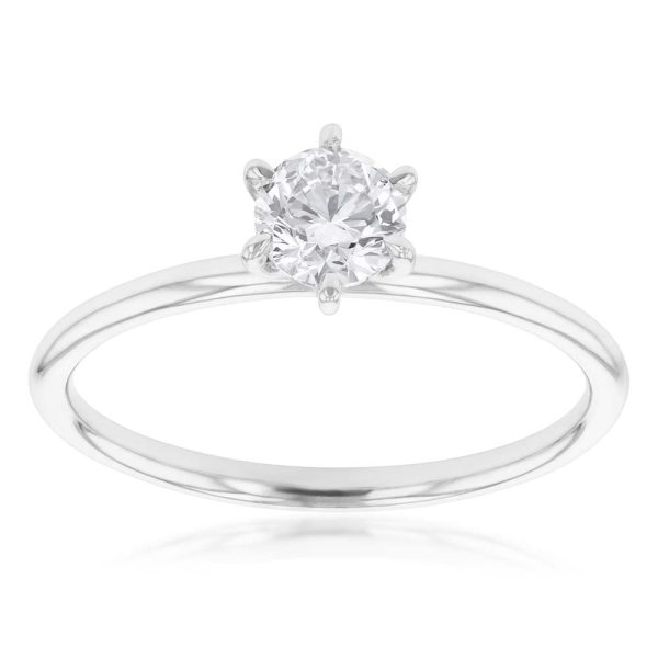 18ct White Gold Solitaire Ring with 0.50 Carat GI SI Certified Diamond Cheap