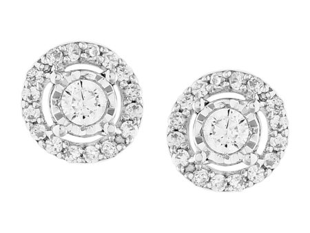 9ct White Gold 0.15 Carat Diamond Earrings with 34 Brilliant Cut Diamonds Cheap