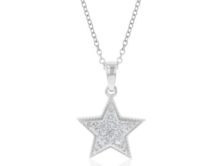 14ct White Gold 1 10 Carat Diamond Star Pendant On 45cm Chain Hot on Sale