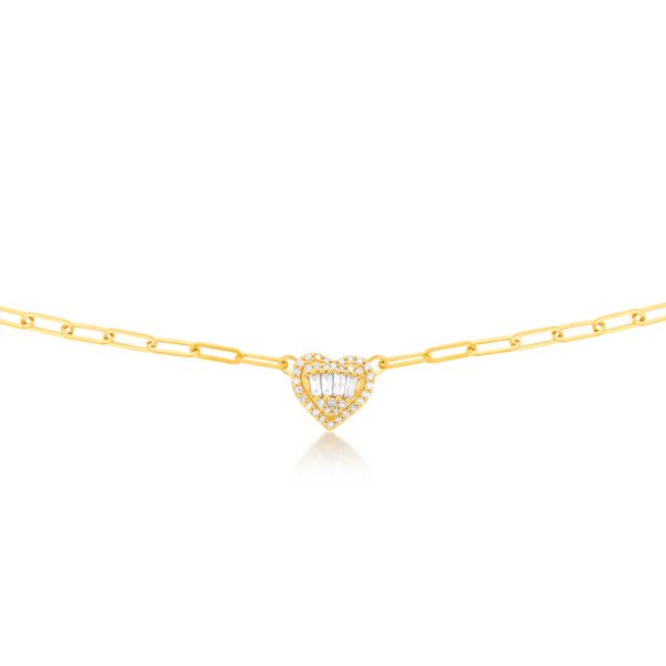 14ct Yellow Gold 1 2 Carat Diamond Heart Pendant On 41cm Chain Sale