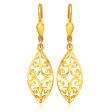 9ct Yellow Gold Filigree Shape Drop Earrings Supply