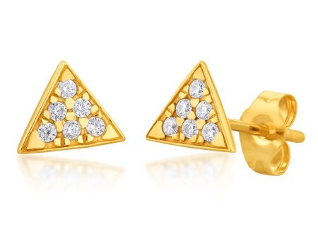 9ct Yellow Gold Zirconia Triangle Studs For Discount