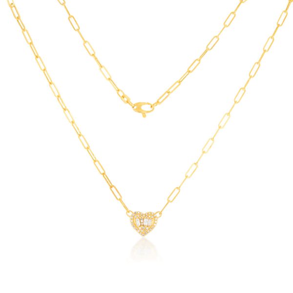 14ct Yellow Gold 1 2 Carat Diamond Heart Pendant On 41cm Chain Sale