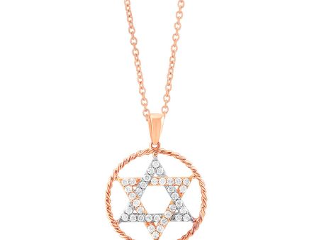 14ct Rose Gold Diamond Star of David Pendant With 72 Diamonds For Cheap