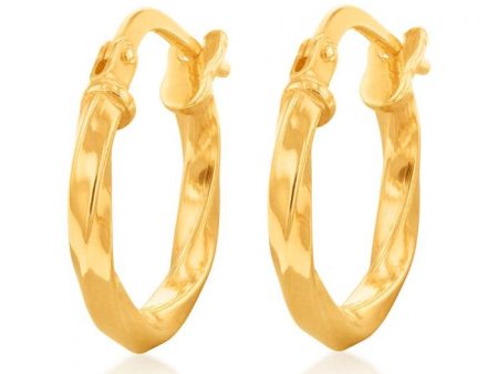 9ct Yellow Gold Silver Filled Twist 10mm Hoop Earrings Online now