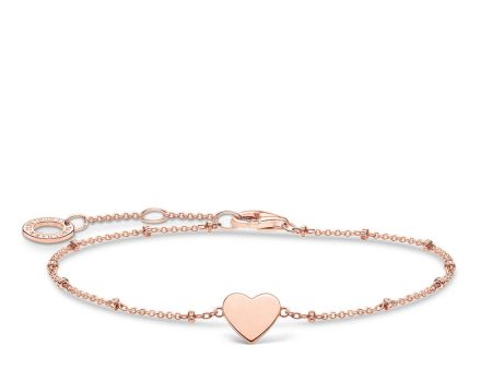 Rose Plated Sterling Silver Thomas Sabo Charm Club Hearts and Dots Bracelet 16-19cm Online Sale