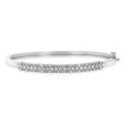 1 2 Carat Diamond 3 Row 50x60mm Hinge Bangle in Sterling Silver Discount