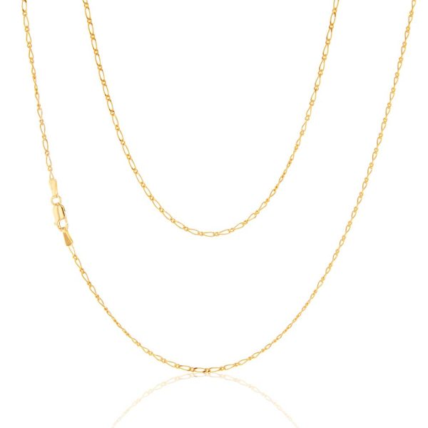 9ct Yellow Gold 40 Gauge 1:1 Figaro 46cm Chain For Cheap