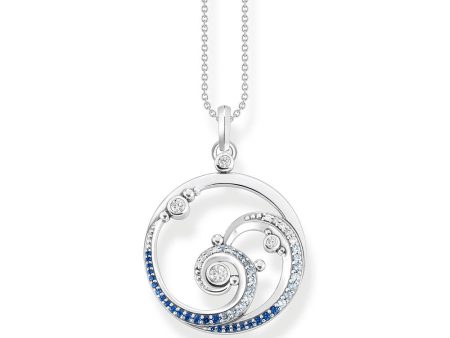 Thomas Sabo Sterling Silver Ocean Waves Blue Cubic Zirconia Pendant on 45Cm Chain Online Sale