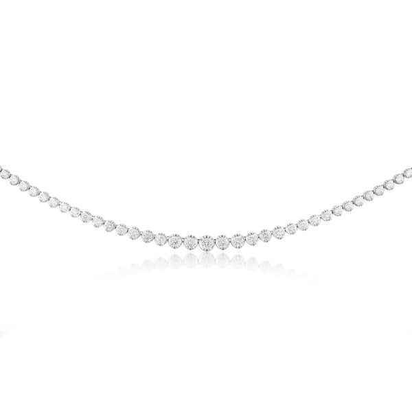 14ct White Gold 10 Carat Diamond Necklace with 111 Brilliant Diamonds 43cm length on Sale