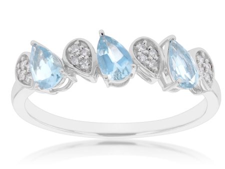 14ct White Gold 0.63ct Aquamarine and Diamond Pearl Fancy Ring on Sale