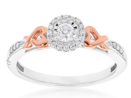 10 Carat White Gold Diamond Ring with Pink Sapphires and Rose gold detail on band For Cheap