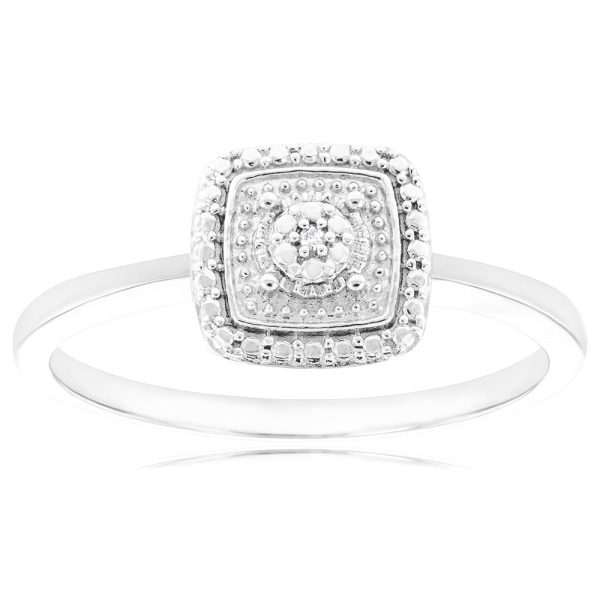 Sterling Silver With Diamond Cushion Shape Ring Online Sale