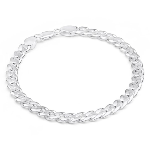 Sterling Silver Heavy 200 Gauge 23cm Curb Bracelet Discount