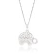 Sterling Silver Cubic Zirconia On Elephant Charm Pendant on Sale